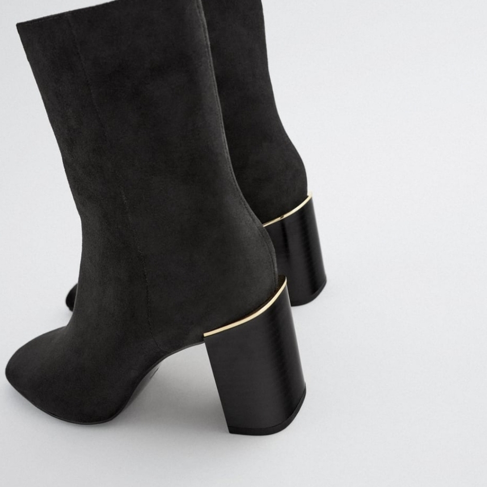 Zara faux suede heeled ankle boots - Picture 3 of 5